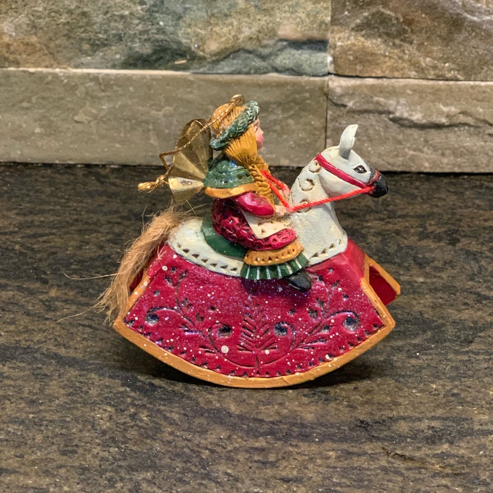 PAM SCHIFFERL | Angel on Rocking Horse Folk Art Ornament